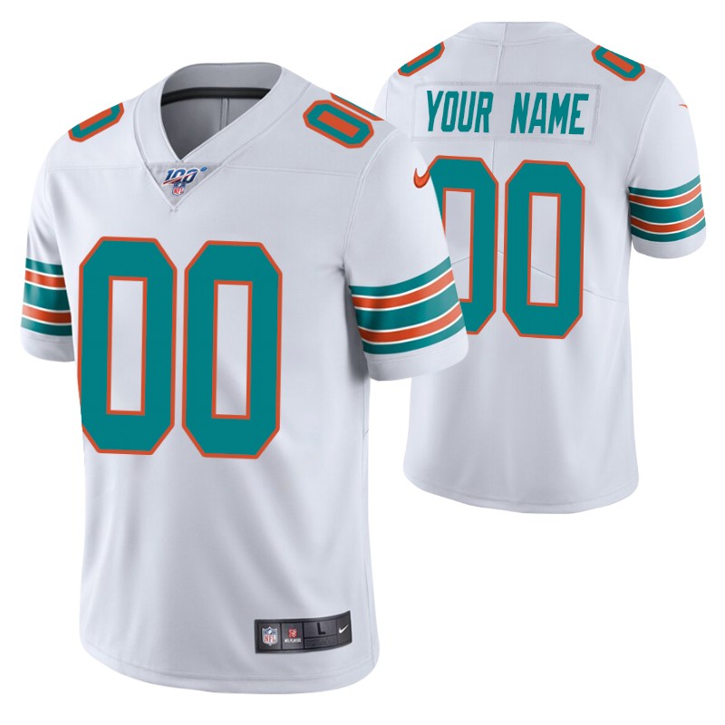 Men's Miami Dolphins ACTIVE PLAYER Custom 2019 White 100th Season Vapor Untouchable Limited Stitched NFL Jersey